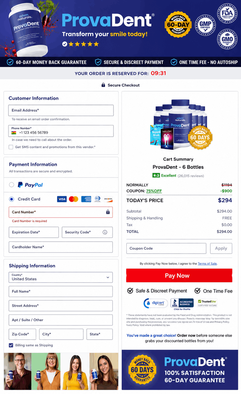 ProvaDent Checkout-Page